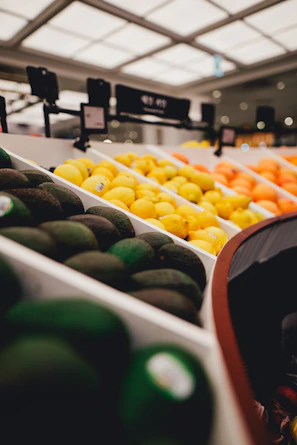 a grocery store with many fruits