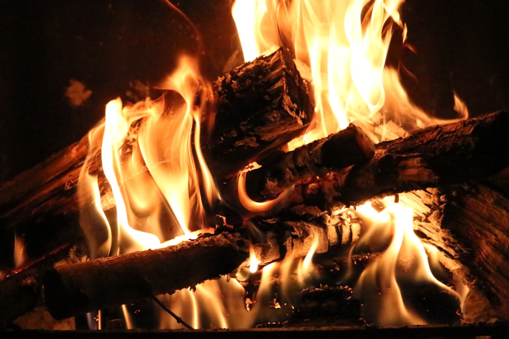 a close-up of a fire