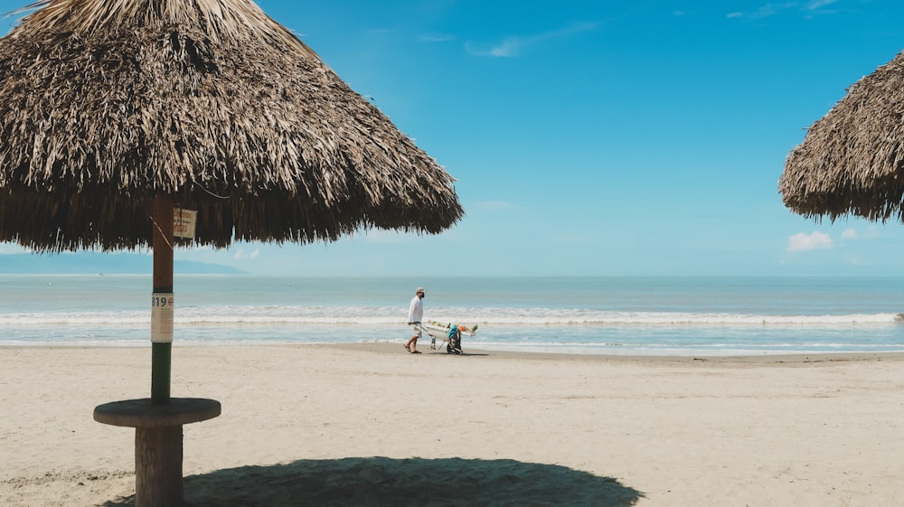 a person walking on a beach