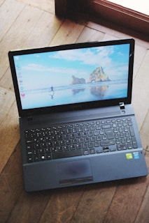 a laptop with a keyboard