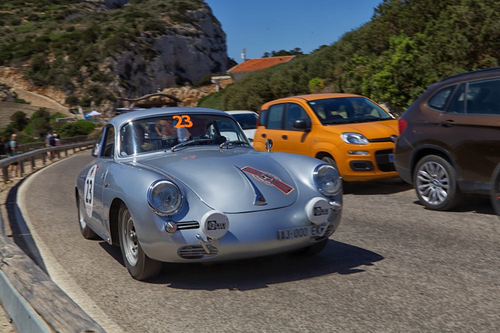 a group of cars on a road