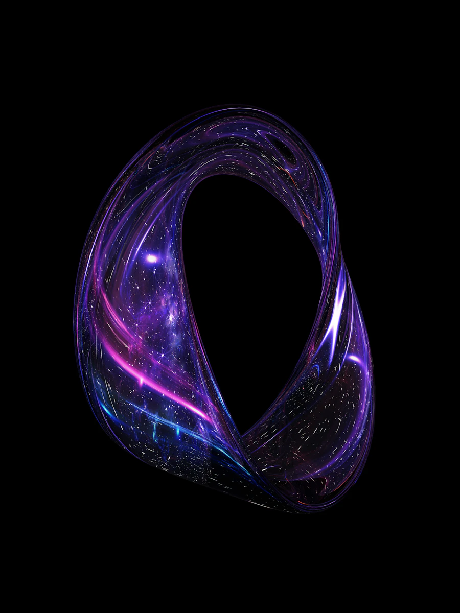 A glass ring holding a deep violet starfield
