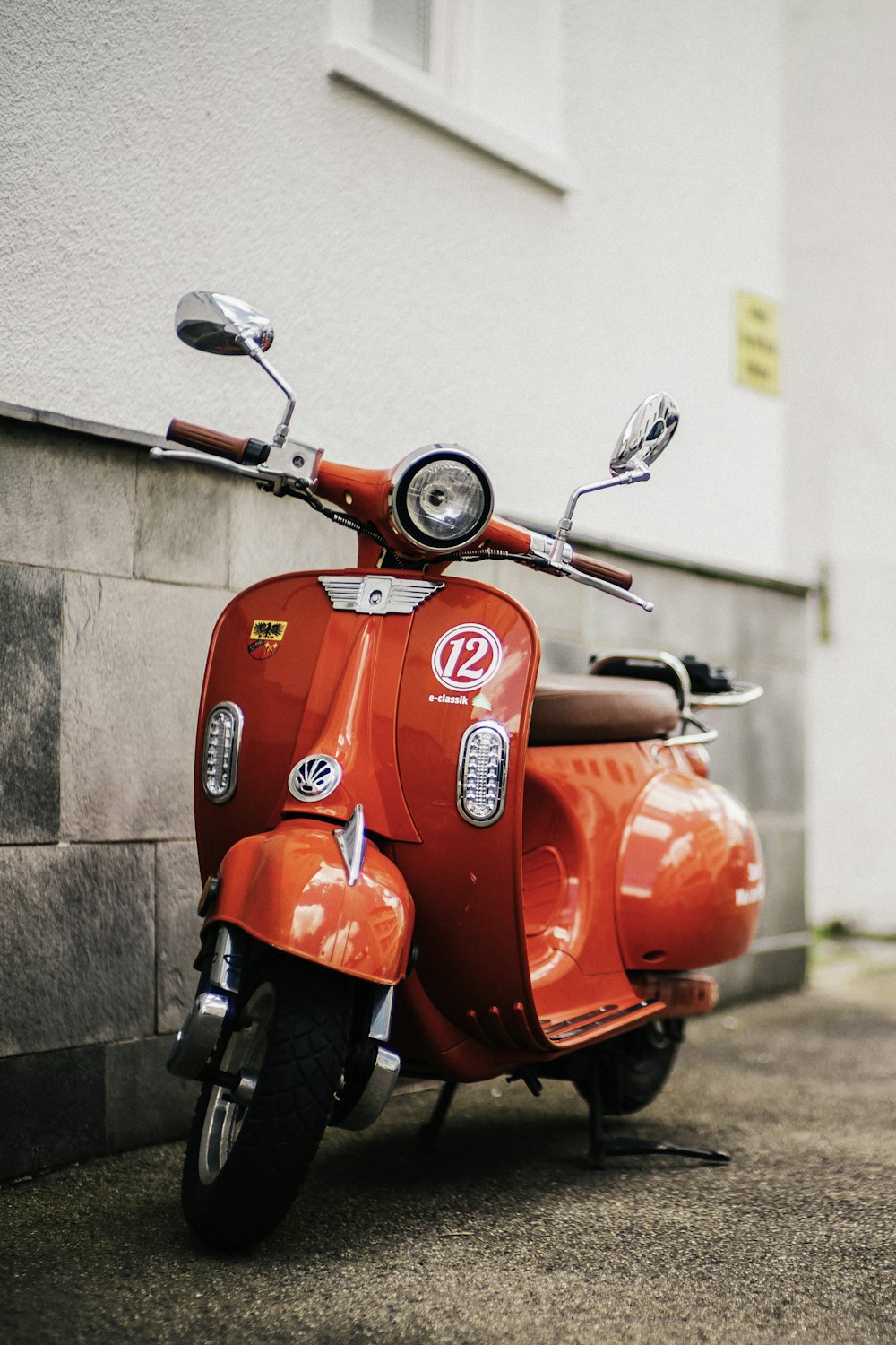 a red scooter parked