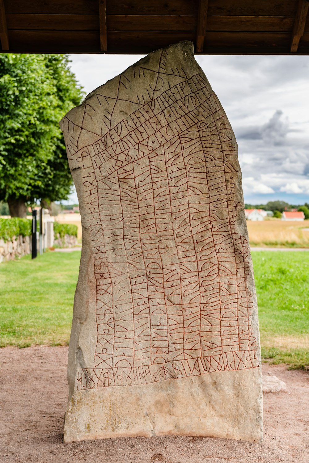 a stone sculpture of a person