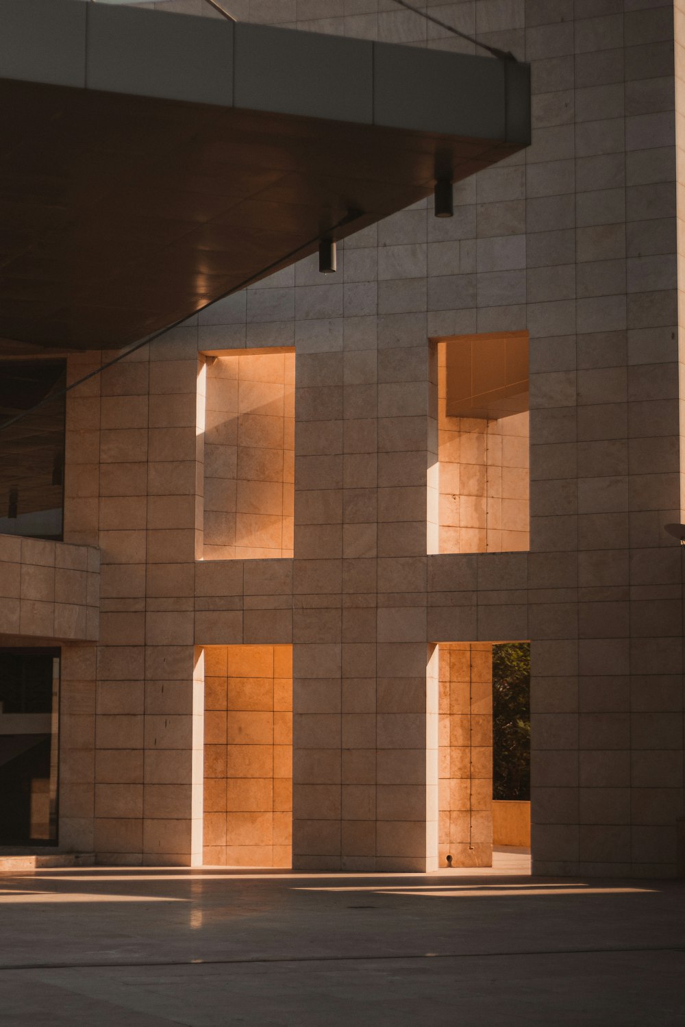 a building with a large glass window