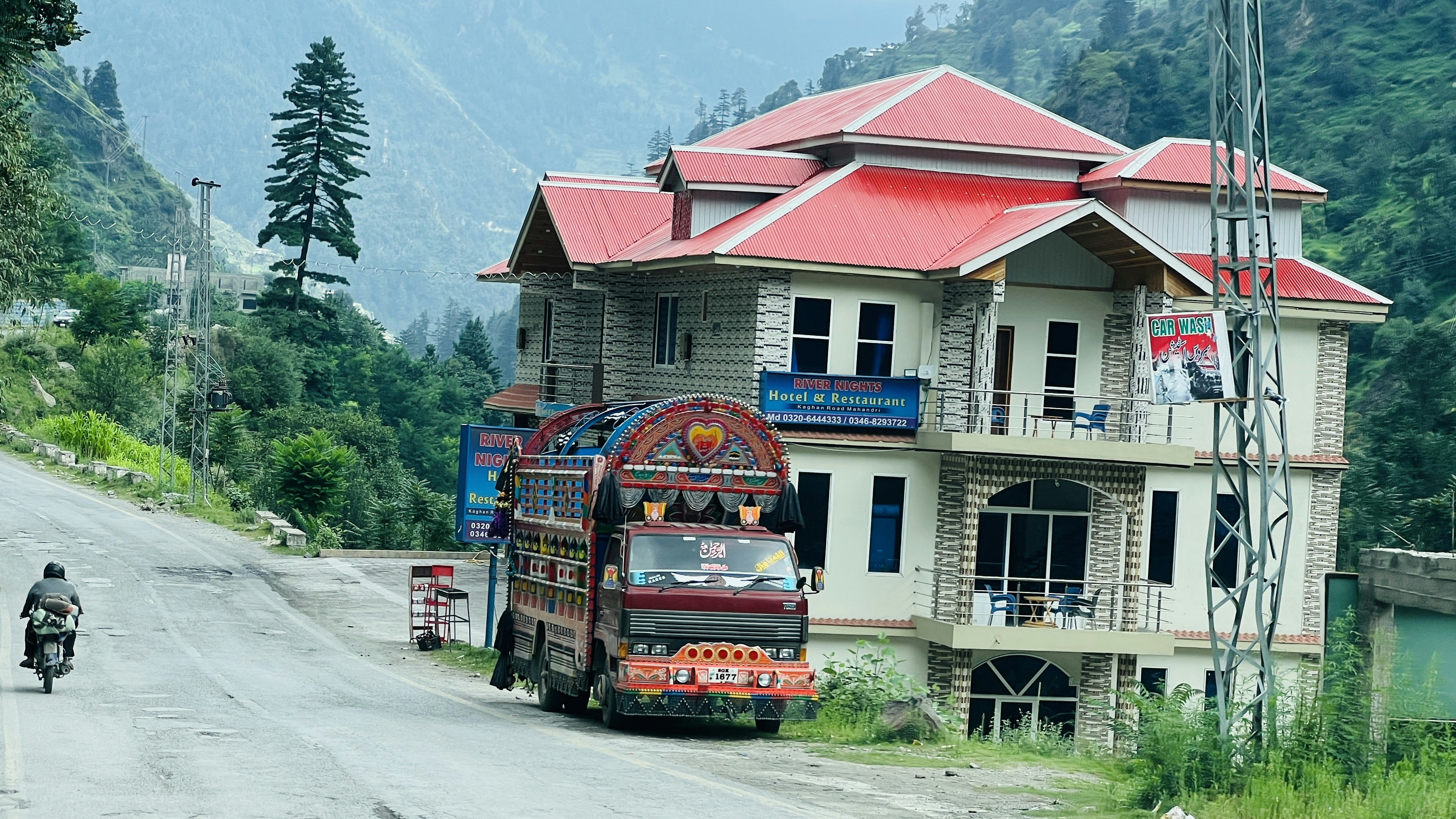 a bus is parked outside of a building