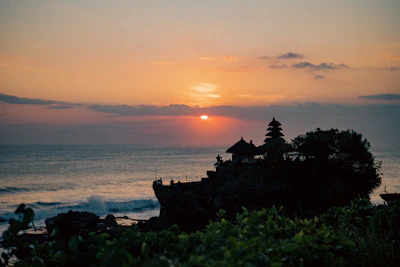a sunset over a body of water
