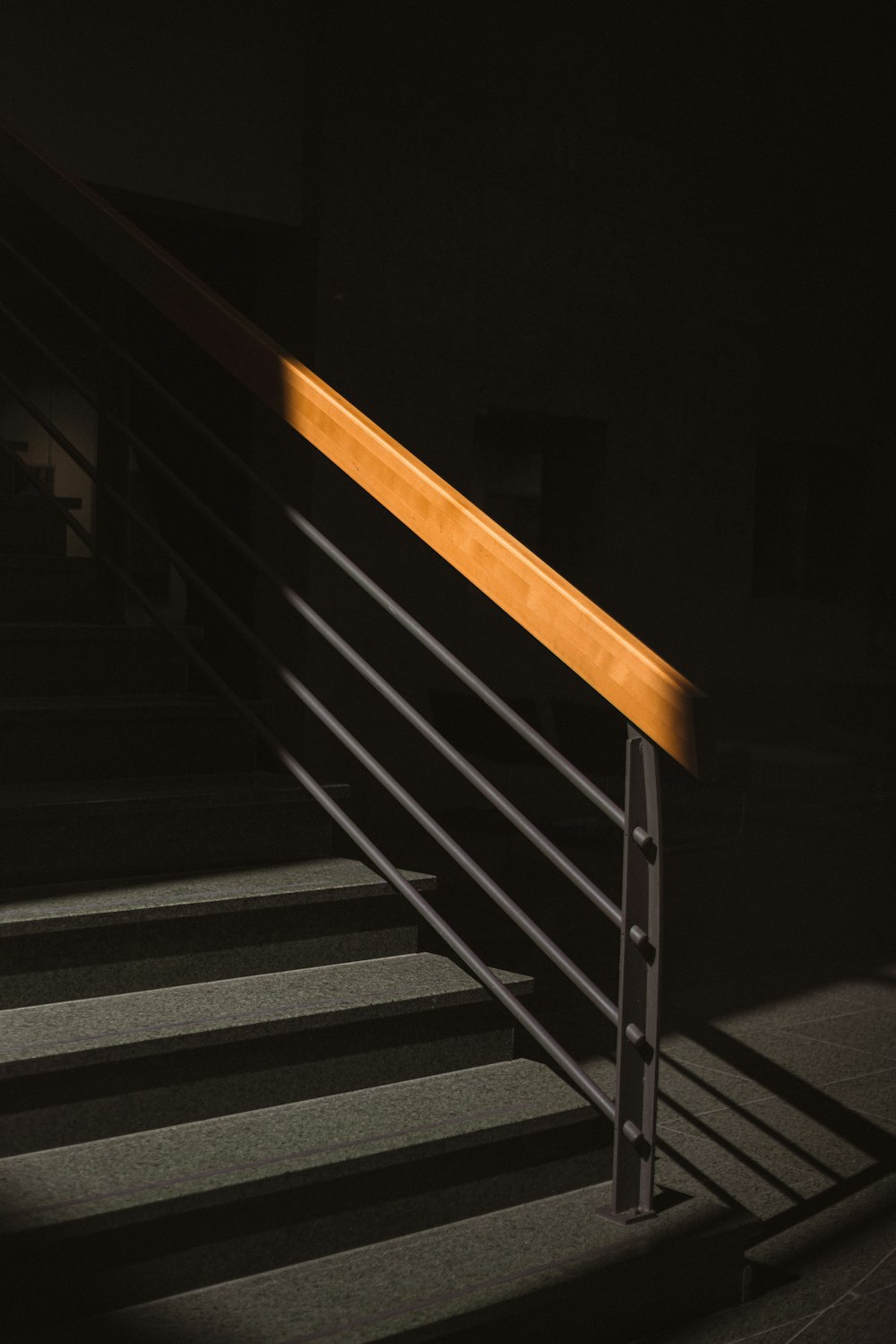 a staircase with a railing