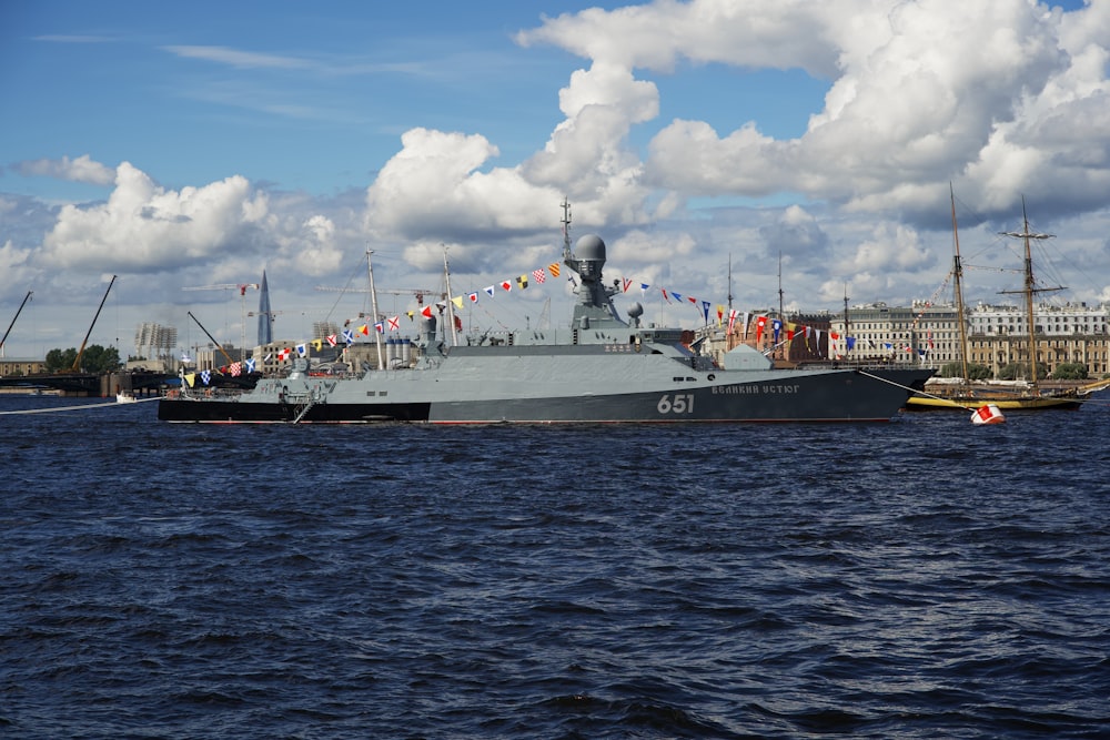 a large ship in the water