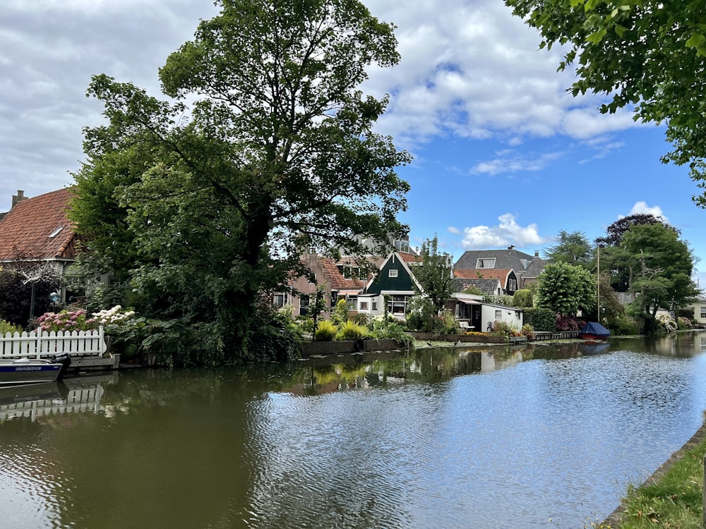 a body of water with houses along it
