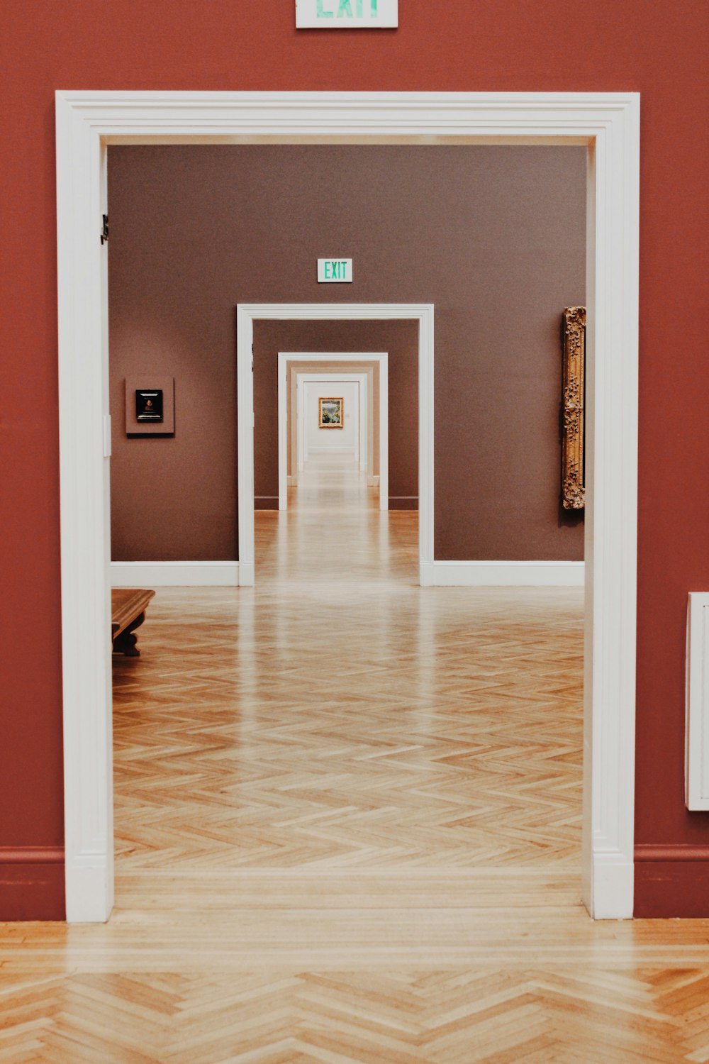 a hallway with a door