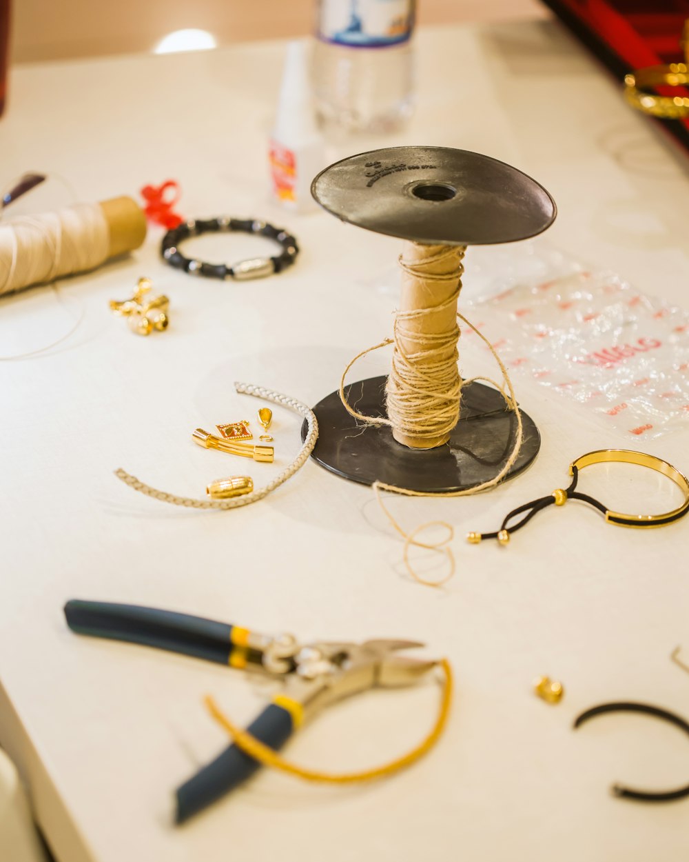 a table with various objects on it