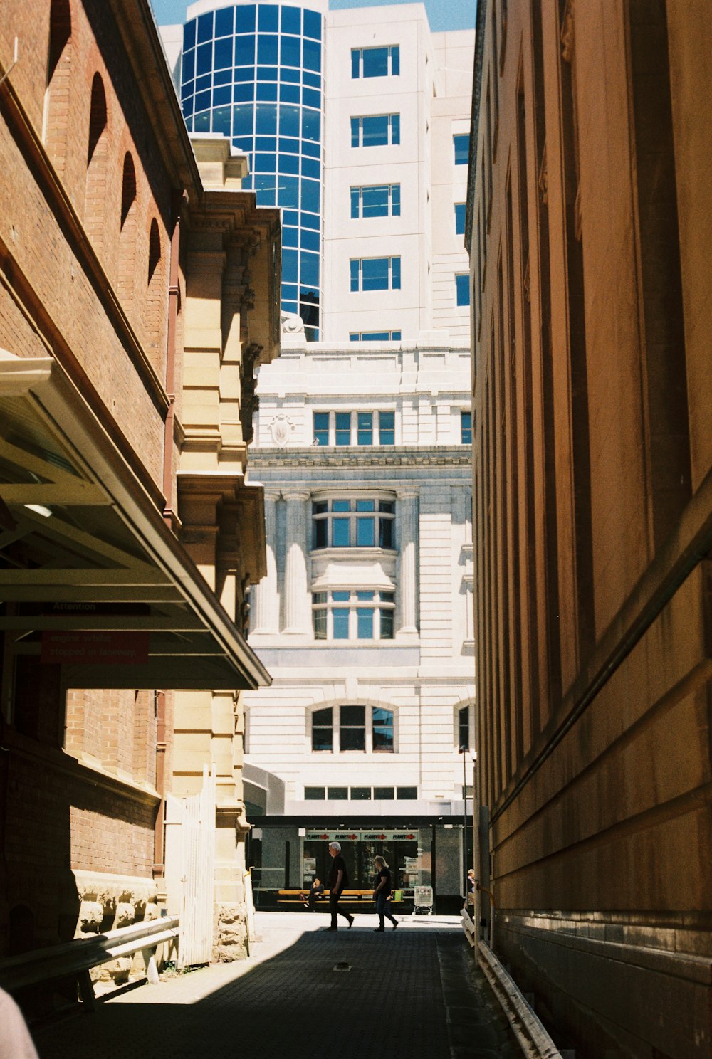 a street between buildings