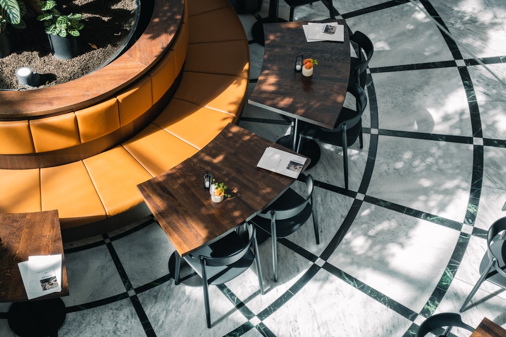 a table and chairs on a patio