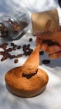 a hand holding a cookie
