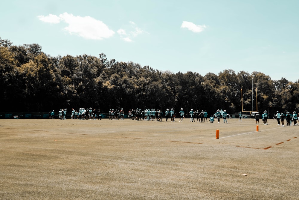 a group of people on a field