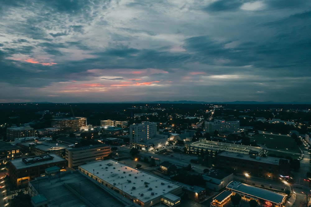 a city with buildings and streets