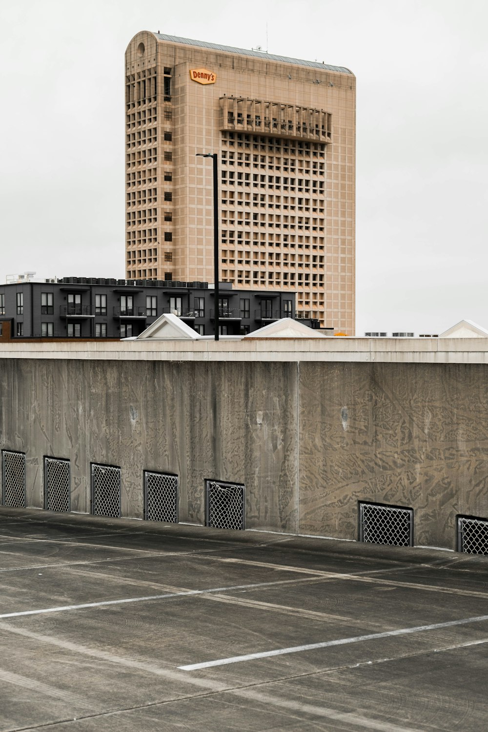 a tall building with a sign on it