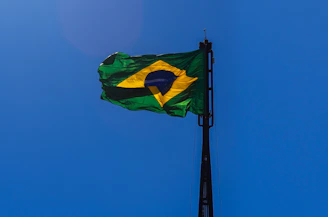 Official flag of the Northern state waving gently against a clear blue sky.