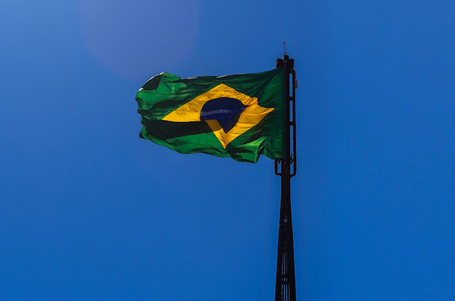 Official flag of the Northern state waving gently against a clear blue sky.