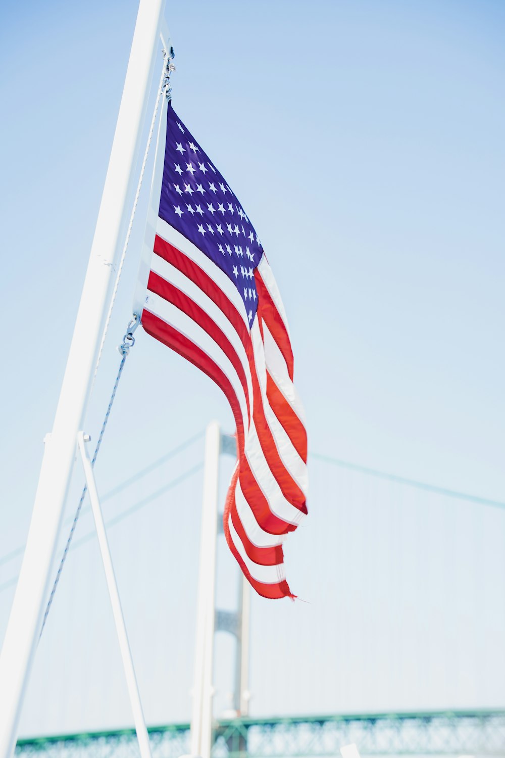 a flag on a boat