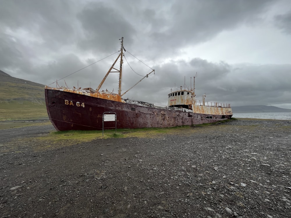 a ship on the beach