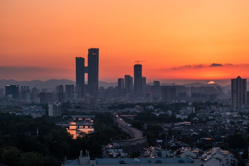 a city with tall buildings