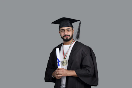 a man wearing a cap and gown