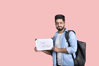 a person holding a sign