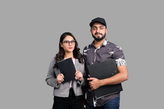 a man and woman posing for a picture