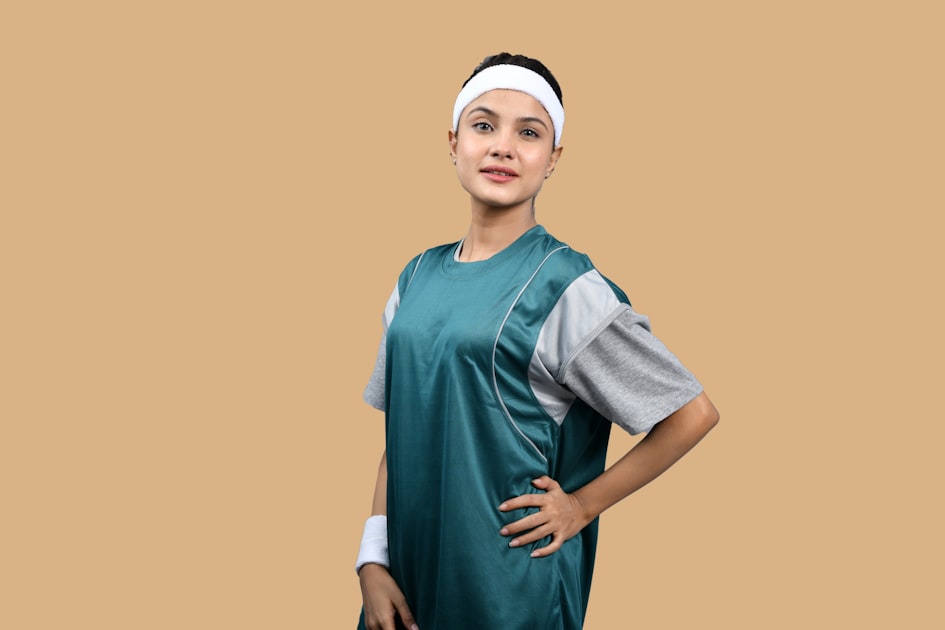 a person in a blue dress
