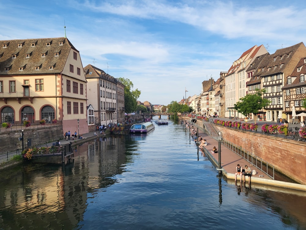 a canal with buildings along it