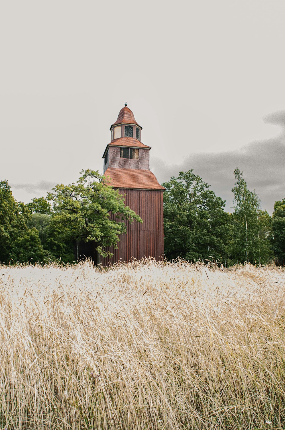 a tall tower in a field