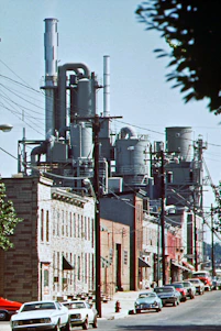 a building with a large chimney