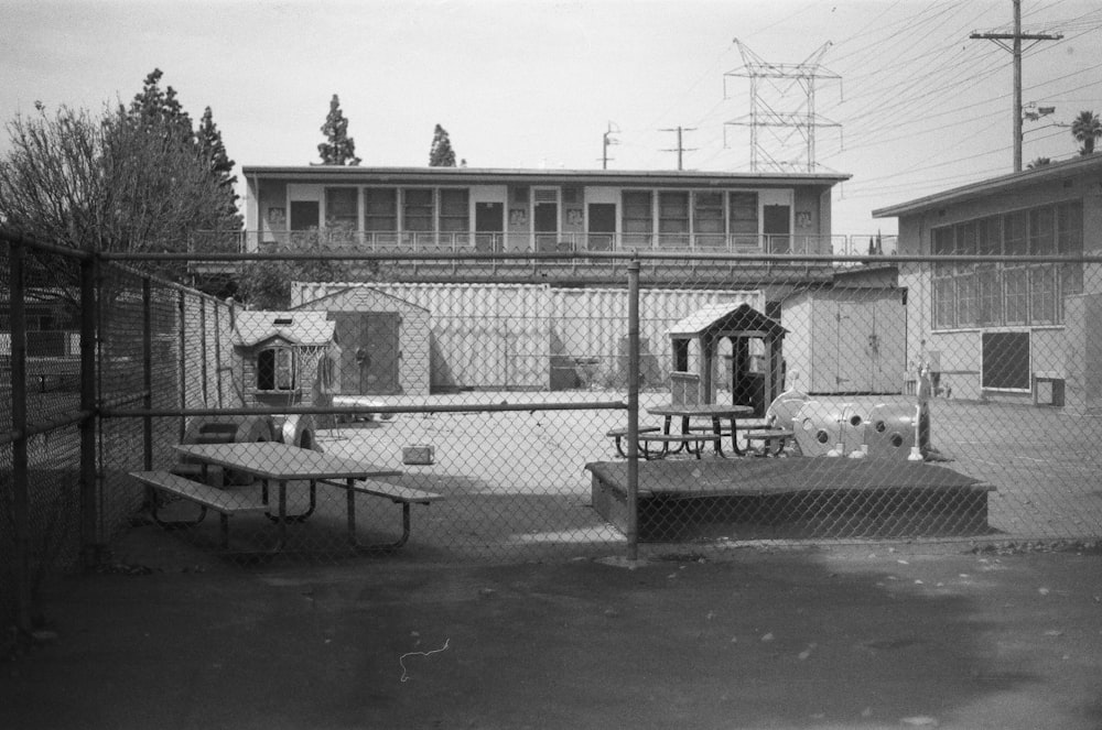 a building with a fence around it