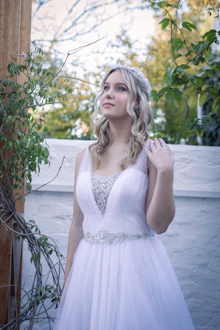 a woman in a white dress