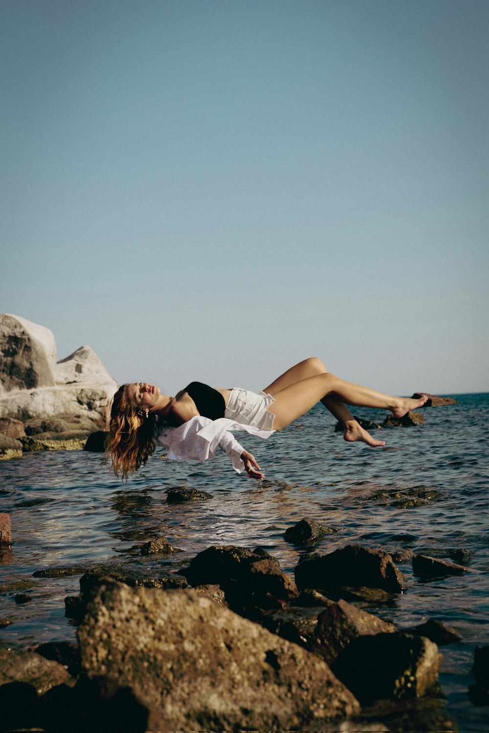 a person jumping into water