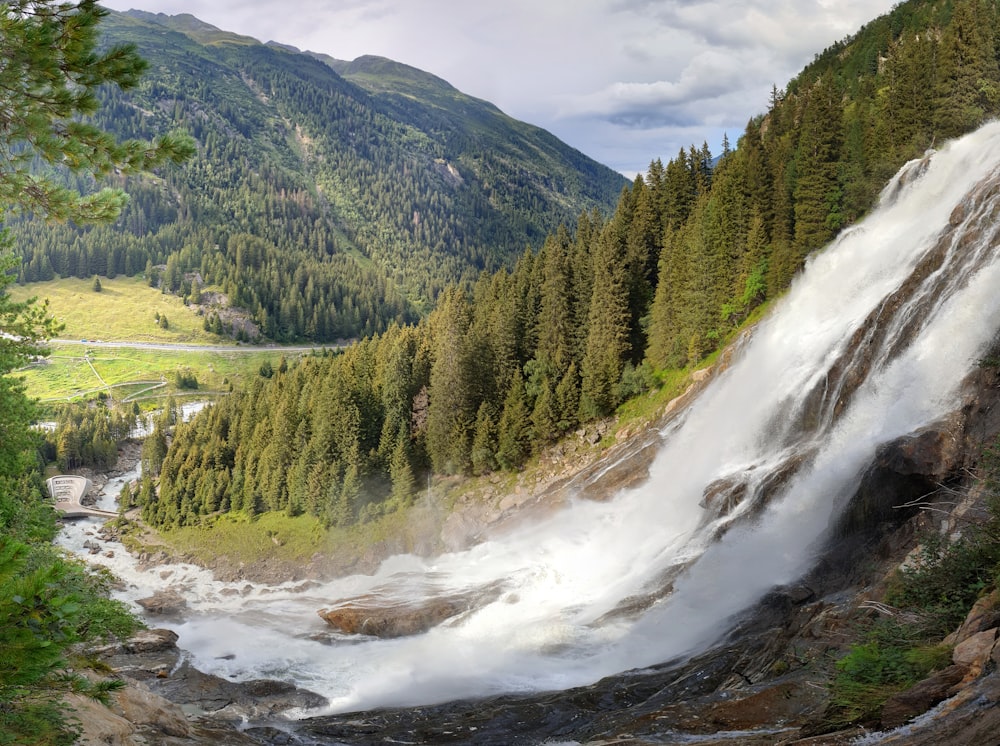 a river flowing through a valley