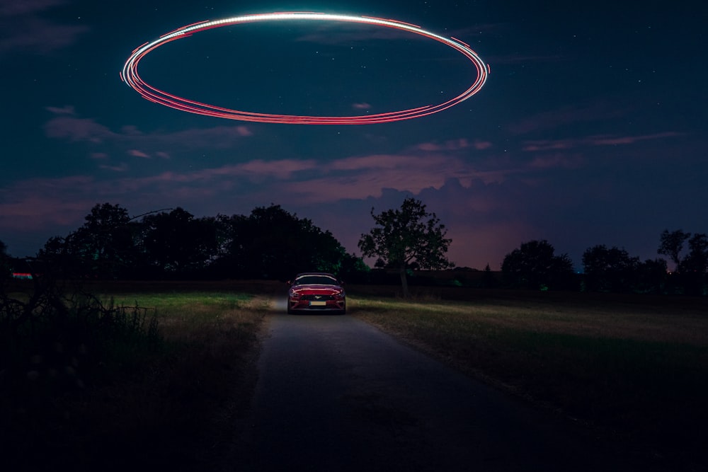 a car driving on a road