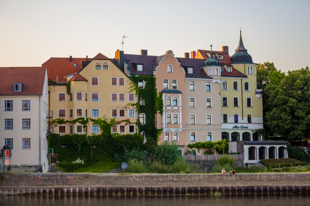 a building with a body of water in front of it