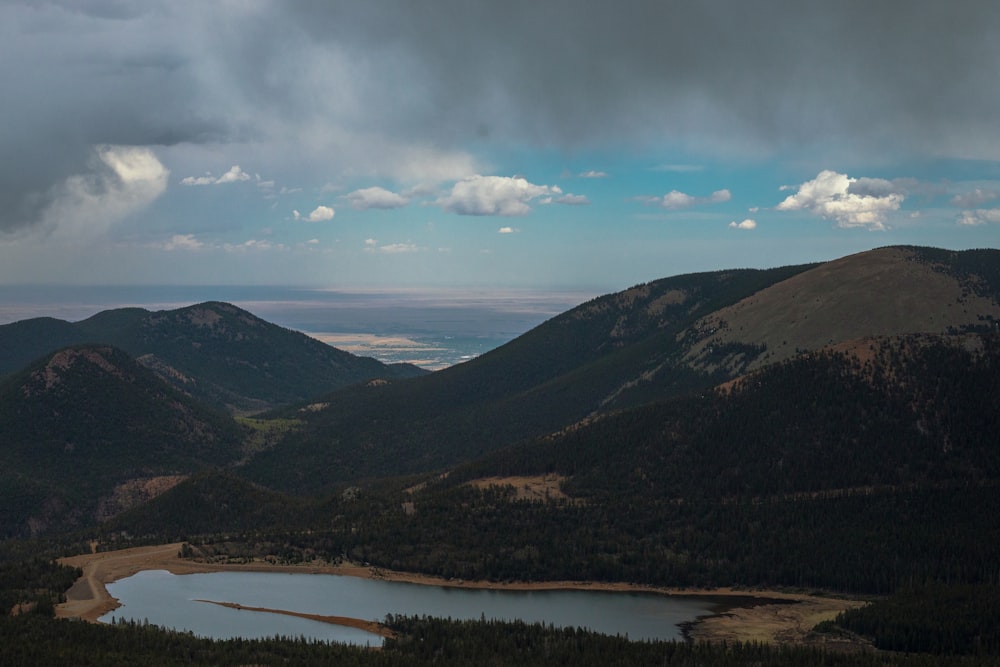 a lake in a mountainous region