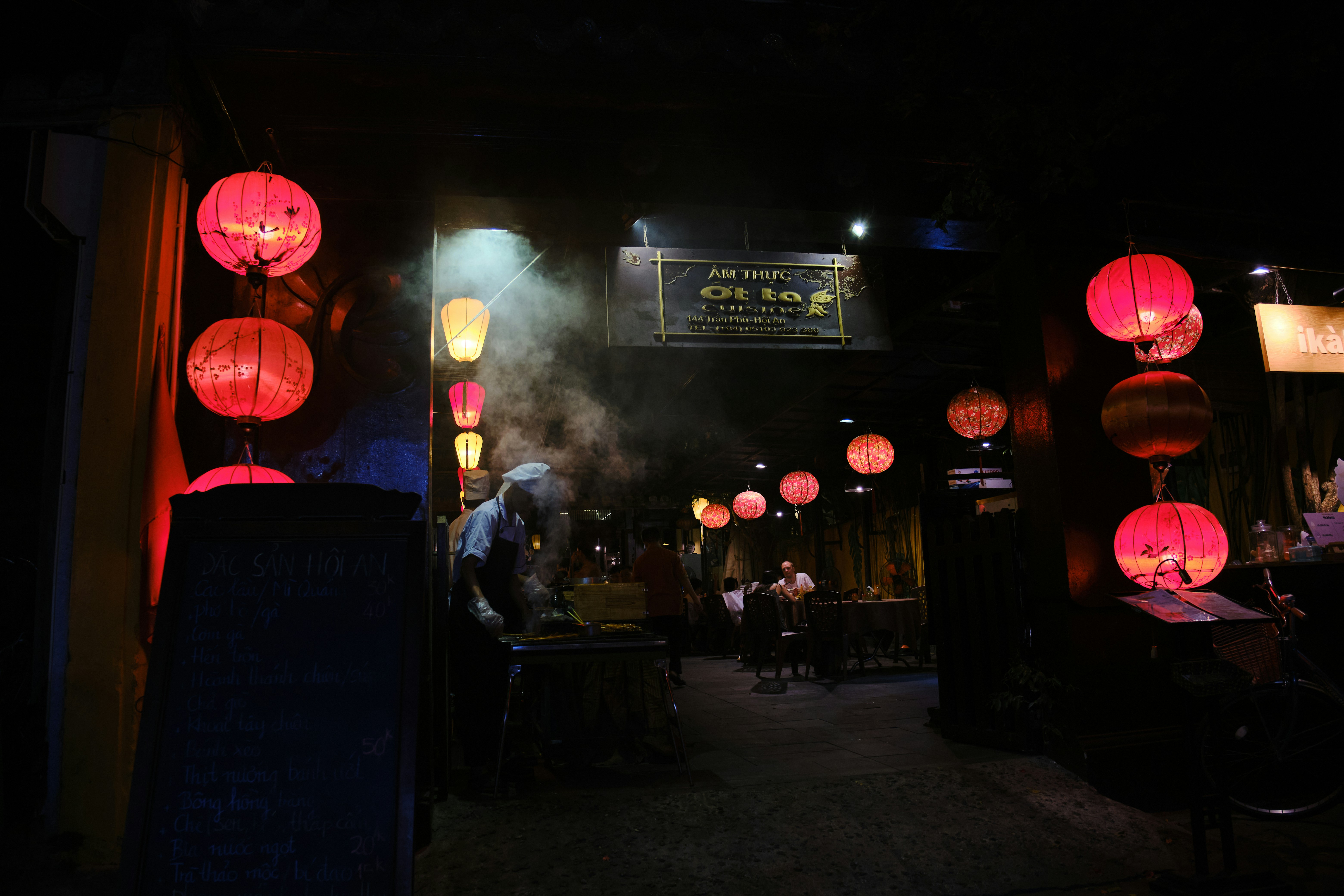 a group of people at a street market