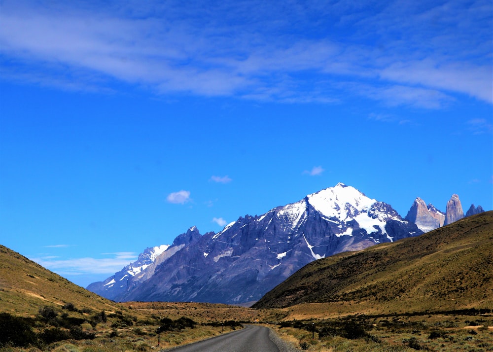 a mountain with snow