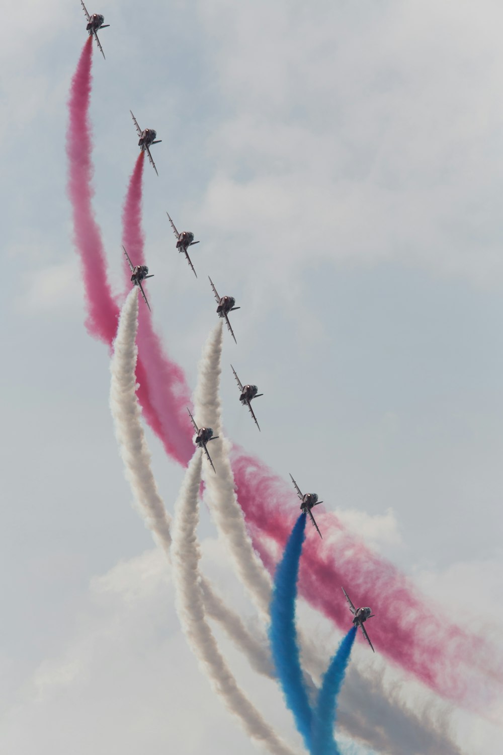 a group of planes flying in formation