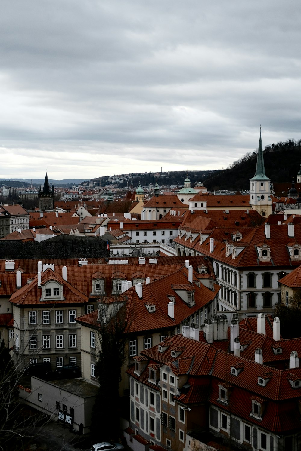 a group of buildings with a tower