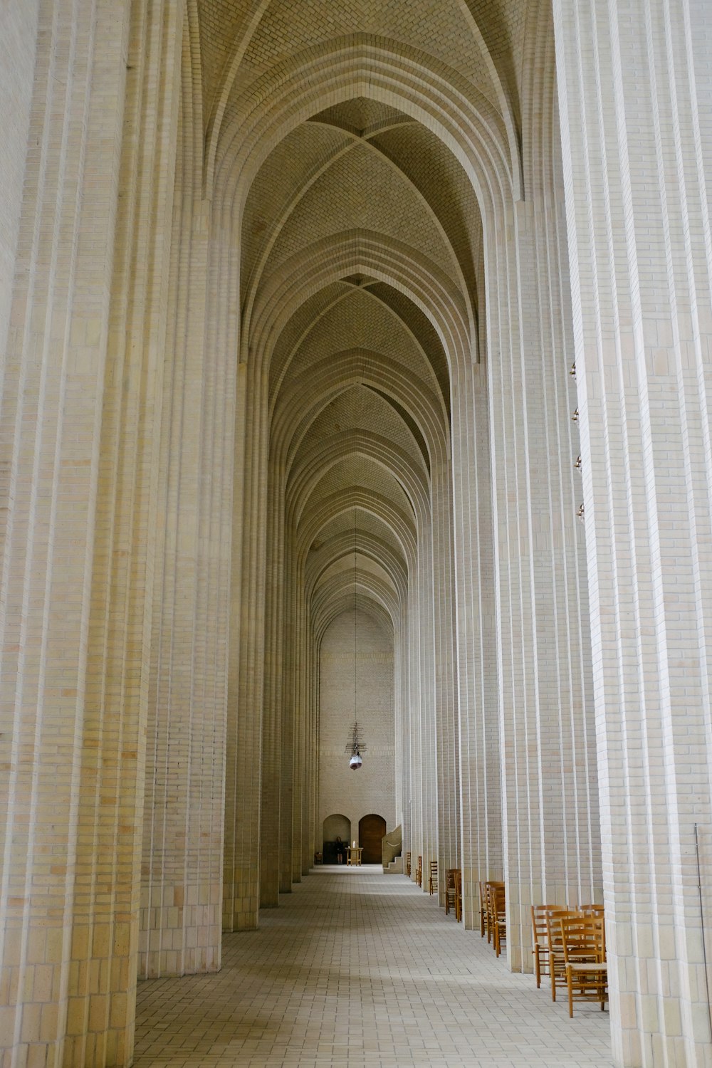 a hallway with white walls