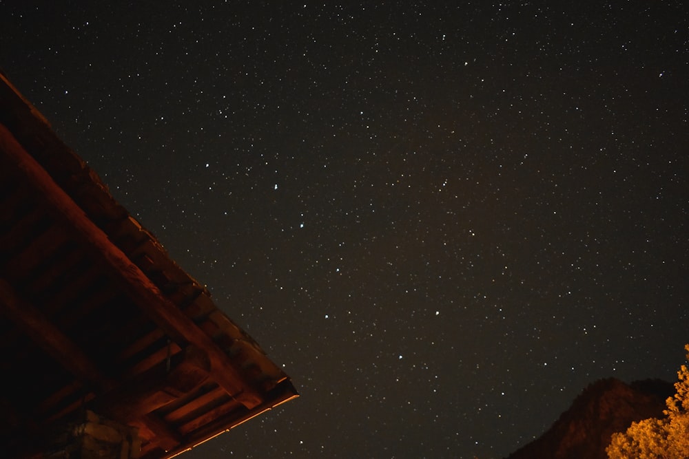 a building with a starry sky above