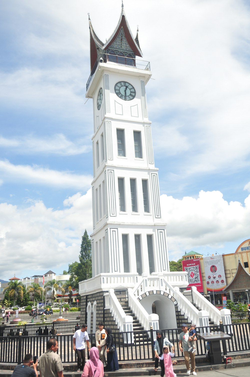 a clock tower in Jam Gadang