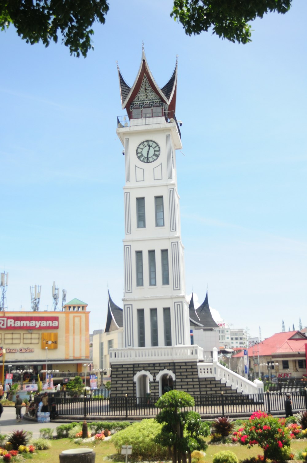 a clock tower in Jam Gadang