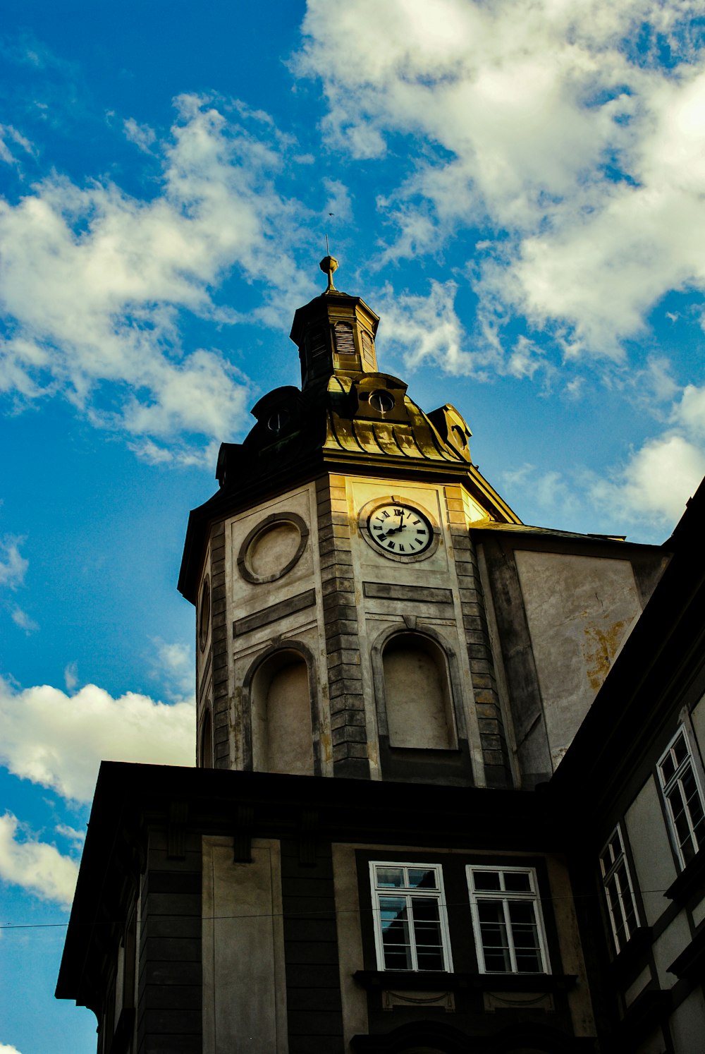 a clock on a tower